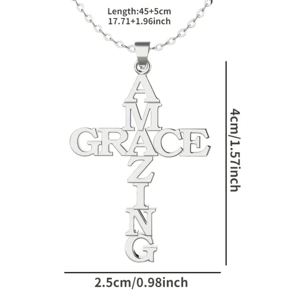 💖 5 items for $25 Sale! 💖 Amazing Grace Silver Necklace - Picture 3 of 3